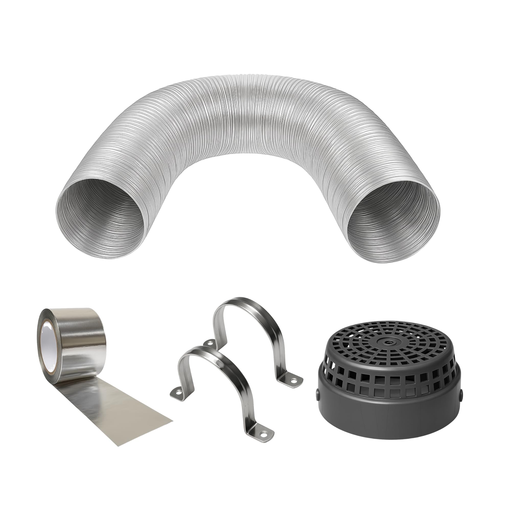 AMPEREUS® Aluminium Chimney Exhaust Pipe 10 Feet | Flexible Expandable Kitchen Duct Pipe with Cowl Cover, Aluminium Tape & 2Pcs Free Hose Clamps | Chimney Hose Pipe (6 Inch)-image-38
