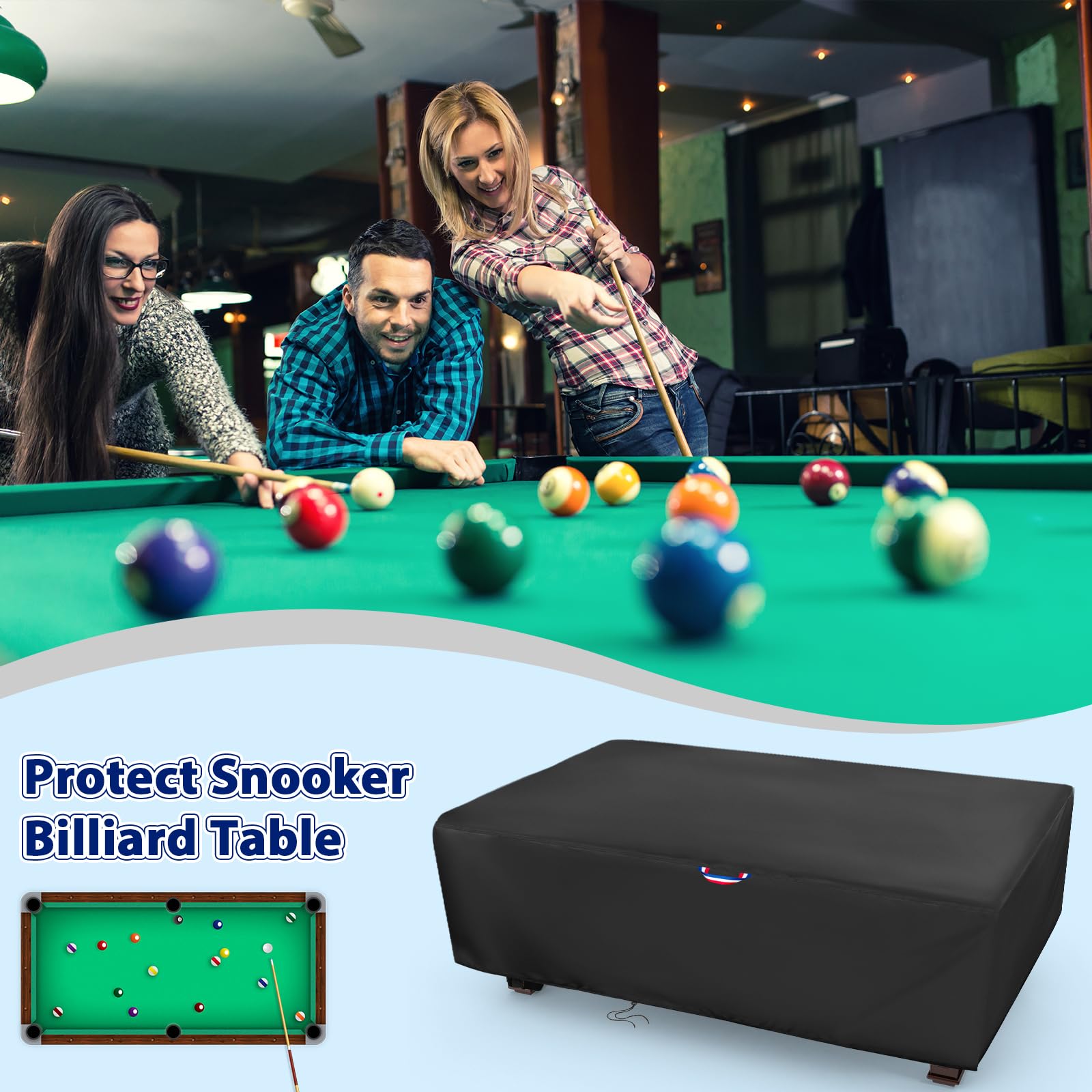 7/8/9ft Pool Snooker Billiard Table Cover Polyester Waterproof Dust Cap - View #5