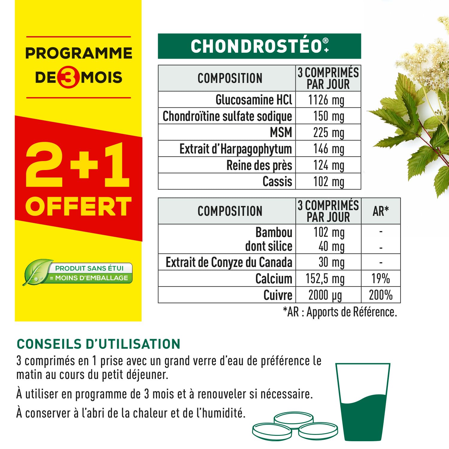 GRANIONS - CHONDROSTÉO Douleurs Articulaires Pilulier - 90 JOURS - 3 MOIS - 270 comprimés
