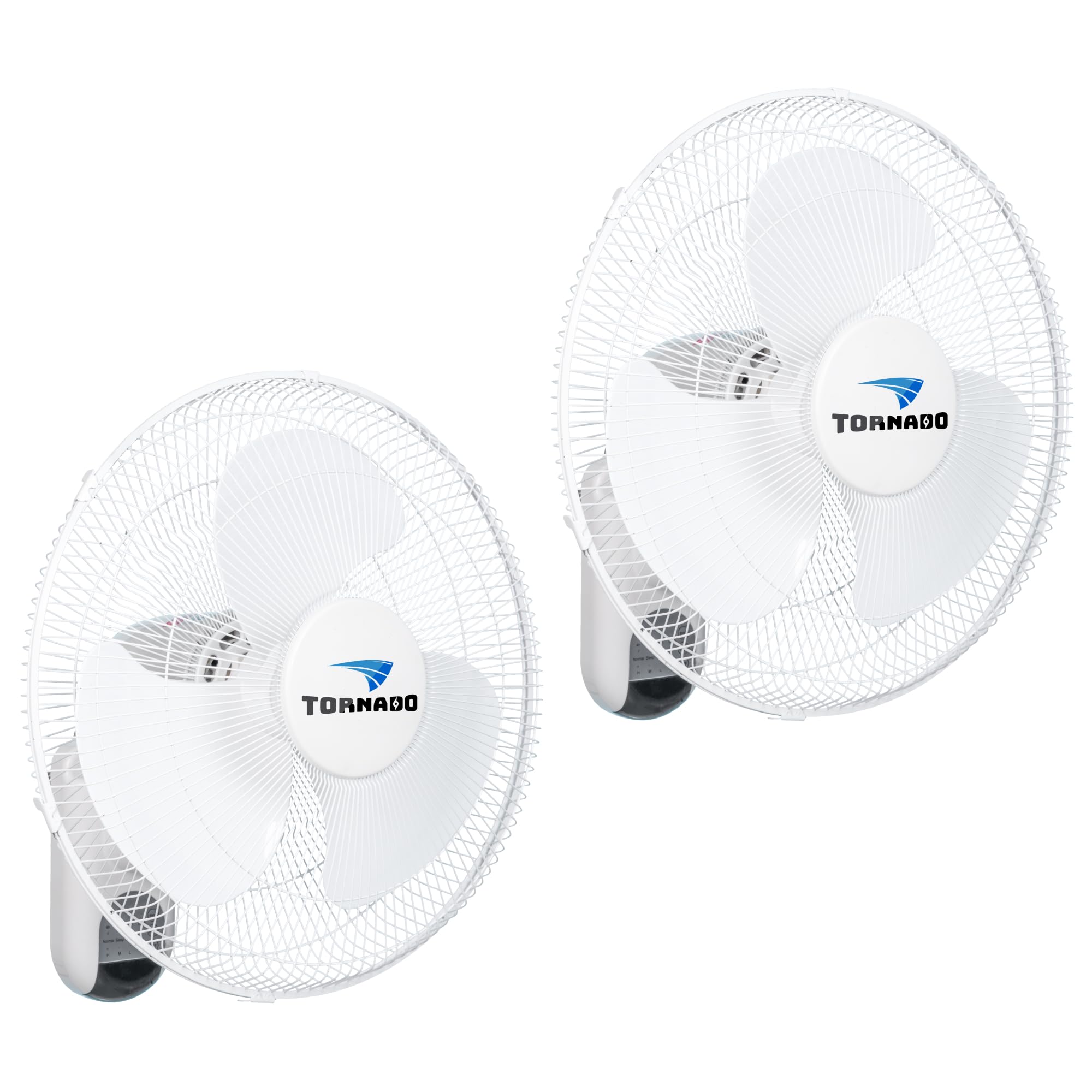 Tornado 2 Pack 16 Inch Oscillating Wall Mount Fan Remote Control Included 3 Speed 2650 CFM 6 FT Cord UL Safety Listed