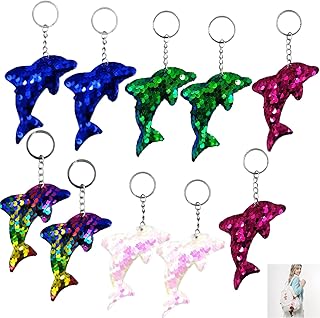 Llaveros de Delfín con Lentejuelas Brillantes,10 Piezas Llaveros para Fiestas Infantiles y Cumpleaños Favores de Fiesta,Decoración para Bolsas,Regalos Divertidos Colección de Animales Marinos