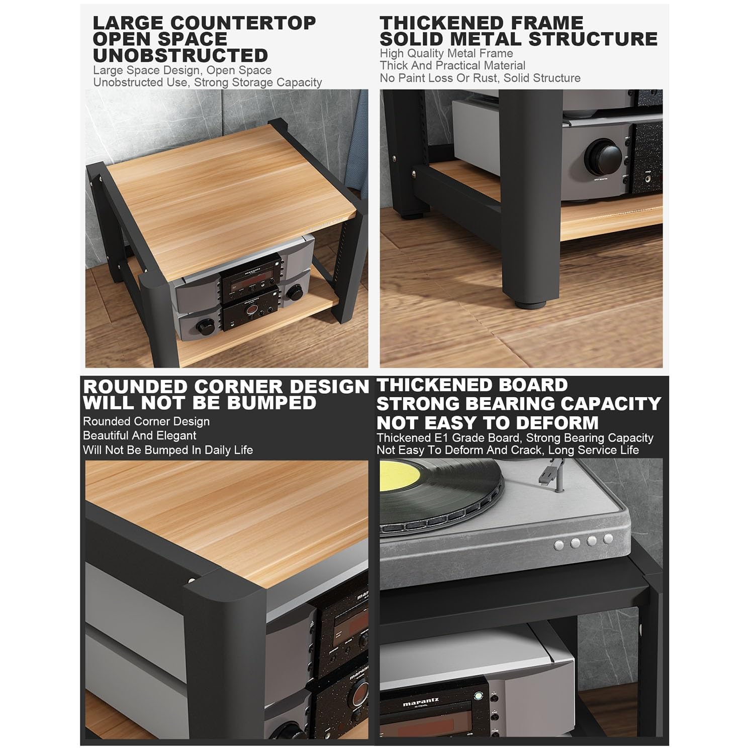Supporto audio stereo, mensola da gioco, supporto giradischi, supporto multimediale AV, mensola angolare con ripiani in legno, display CD/DVD per proiettori, PS5 e lettori
