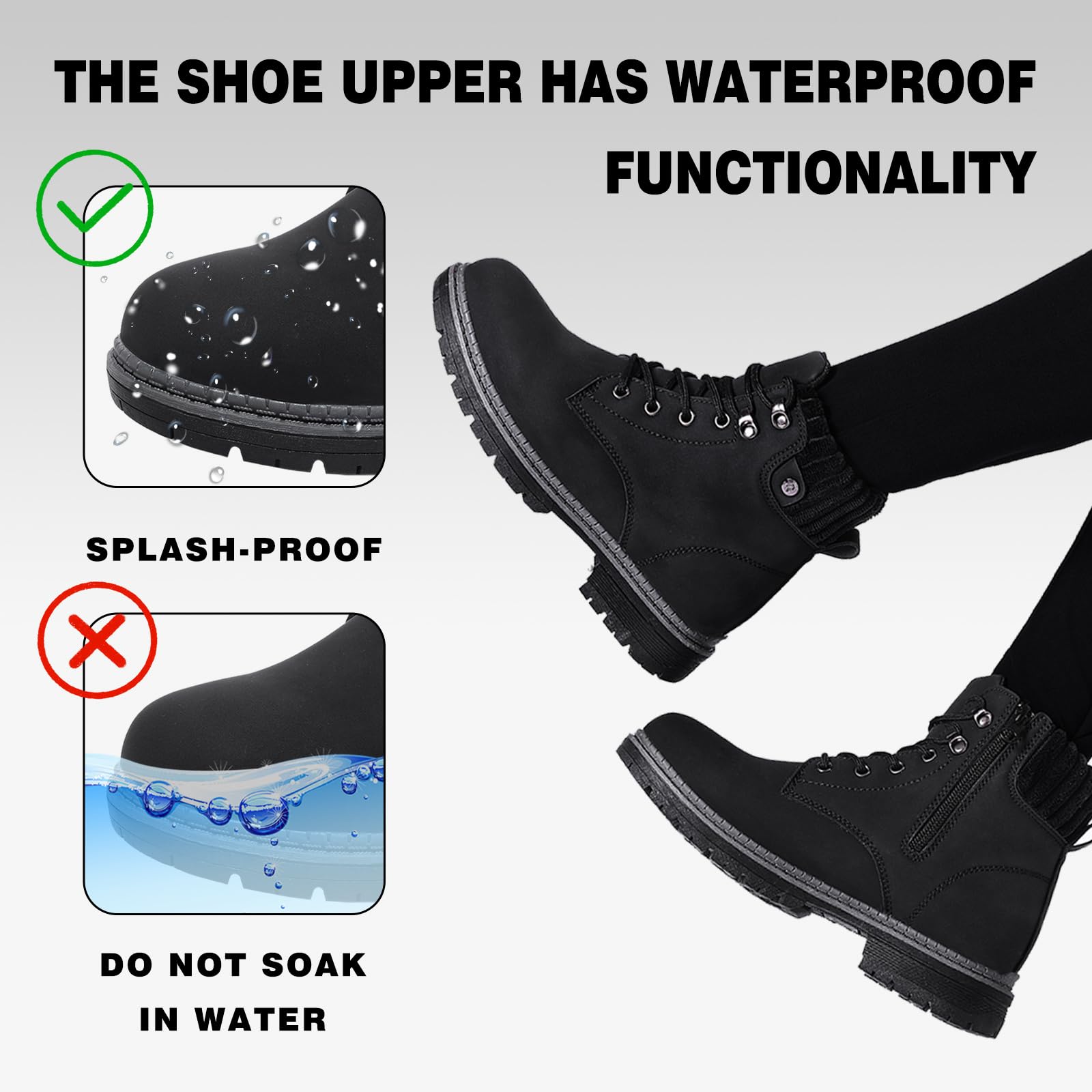 Mujeres Senderismo Nieve Invierno Botas Impermeables Botines de Nieve Senderismo Botas Calientes Fur Forro Boots Outdoor Antideslizantes Trekking Zapatos