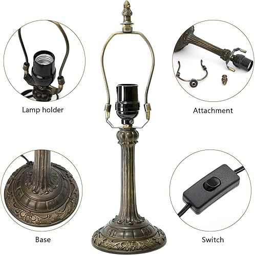Miniatura 4 de Tiffany - Lámpara de mesita de noche, lámpara de vitral para dormitorio, sala de estar, cocina, regalo estético lindo para decoración del hogar