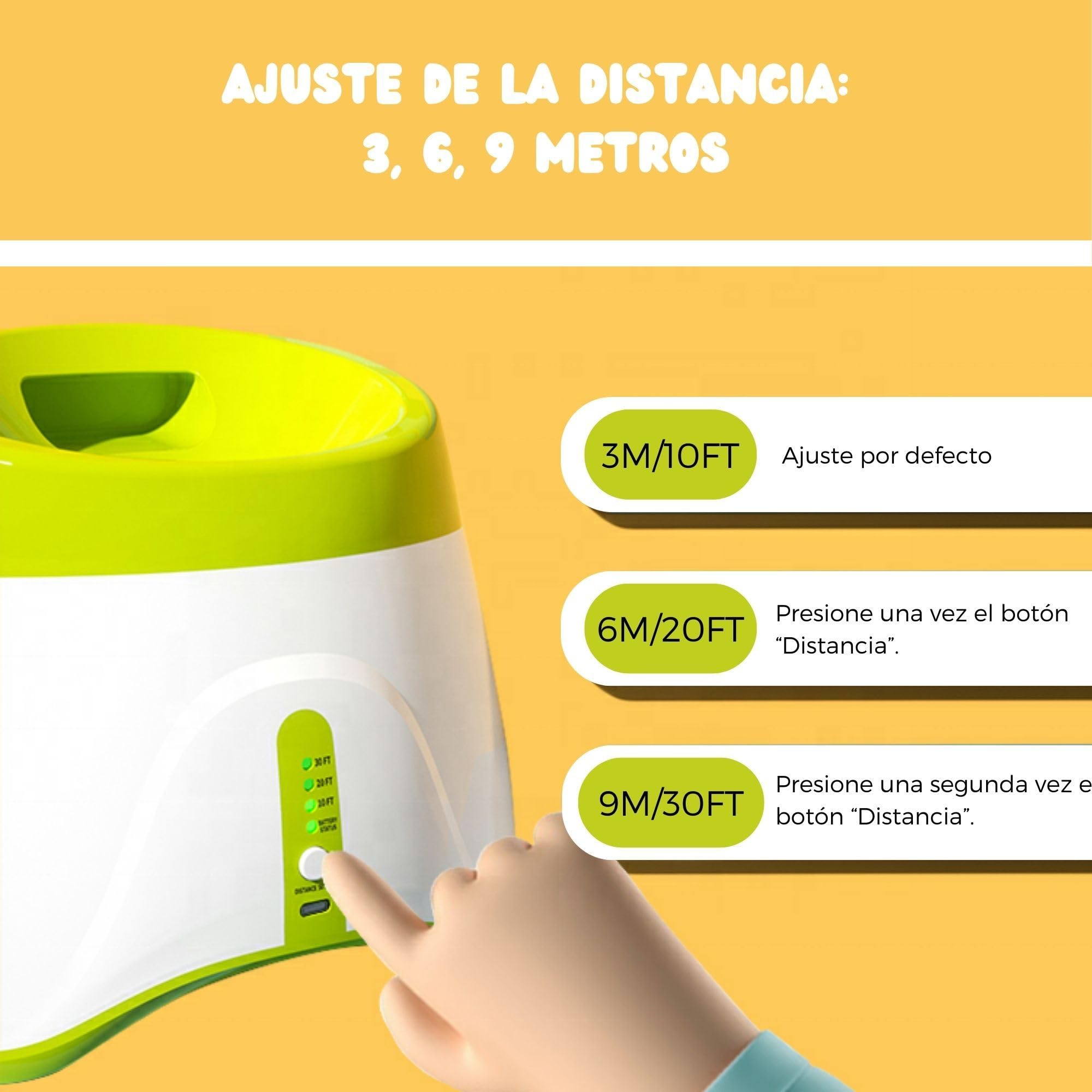 Climsom Lanzador Automático de Pelotas para Perros Ballouf Juguete Interactivo con 6 Pelotas - Batería Recargable 5h - 3 Distancias Ajustables - Idea