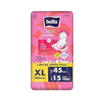 Bella Classic Comfort Maxi Drai Sanitary Pads, 45 Pads + 15 Pads Free