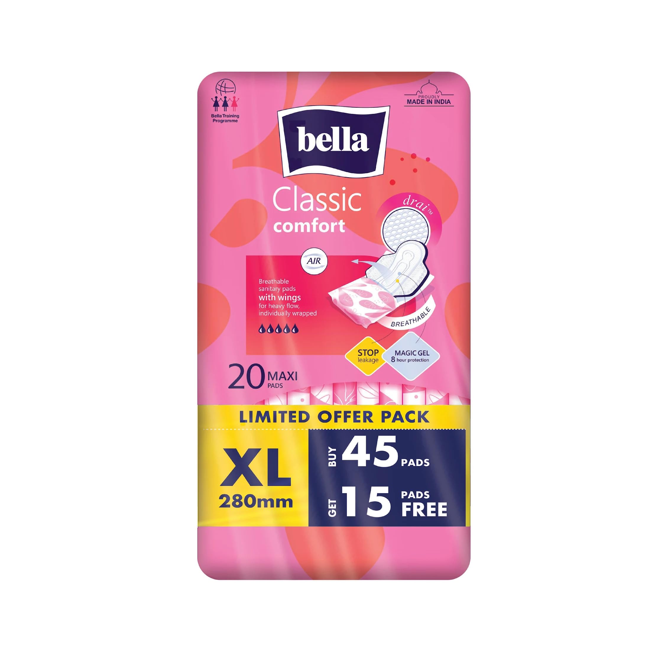 Bella Classic Comfort Maxi Drai Sanitary Pads, 45 Pads + 15 Pads Free-image-21