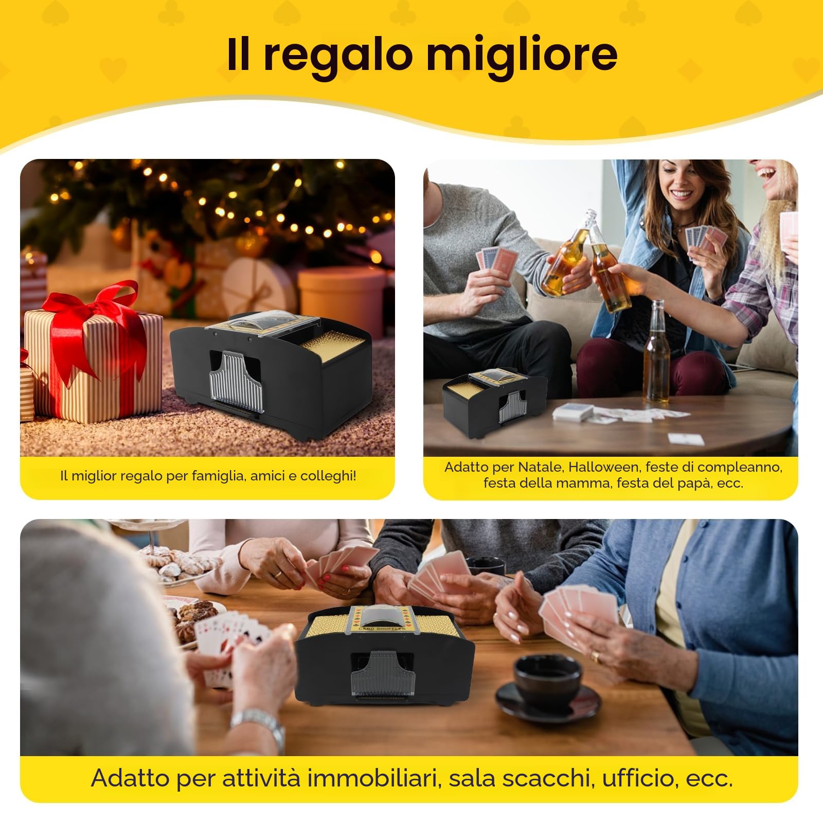 MXTIMWAN Distributore Carte da Gioco Elettronico, Mischia Carte Automatico a 2 Mazzi, USB/Batteria Mescolatore Carte da Gioco, Mescolatore Carte da Gioco per Uno, Poker, Burraco, Blackjack