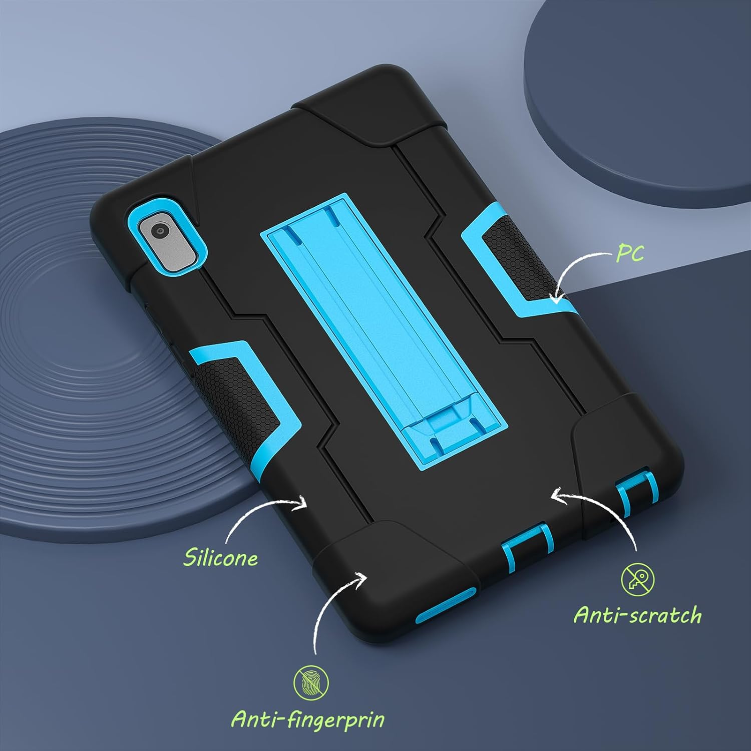 L00KLY Case for Lenovo Tab M9 2023,Case with Screen Protector Kickstand Heavy Duty Cover 3 in 1 Rugged Shockproof Protective Tablet Case for Lenovo Tab M9 9.0 inch 2023 (TB-310FU) (Black/Blue) - Image 8