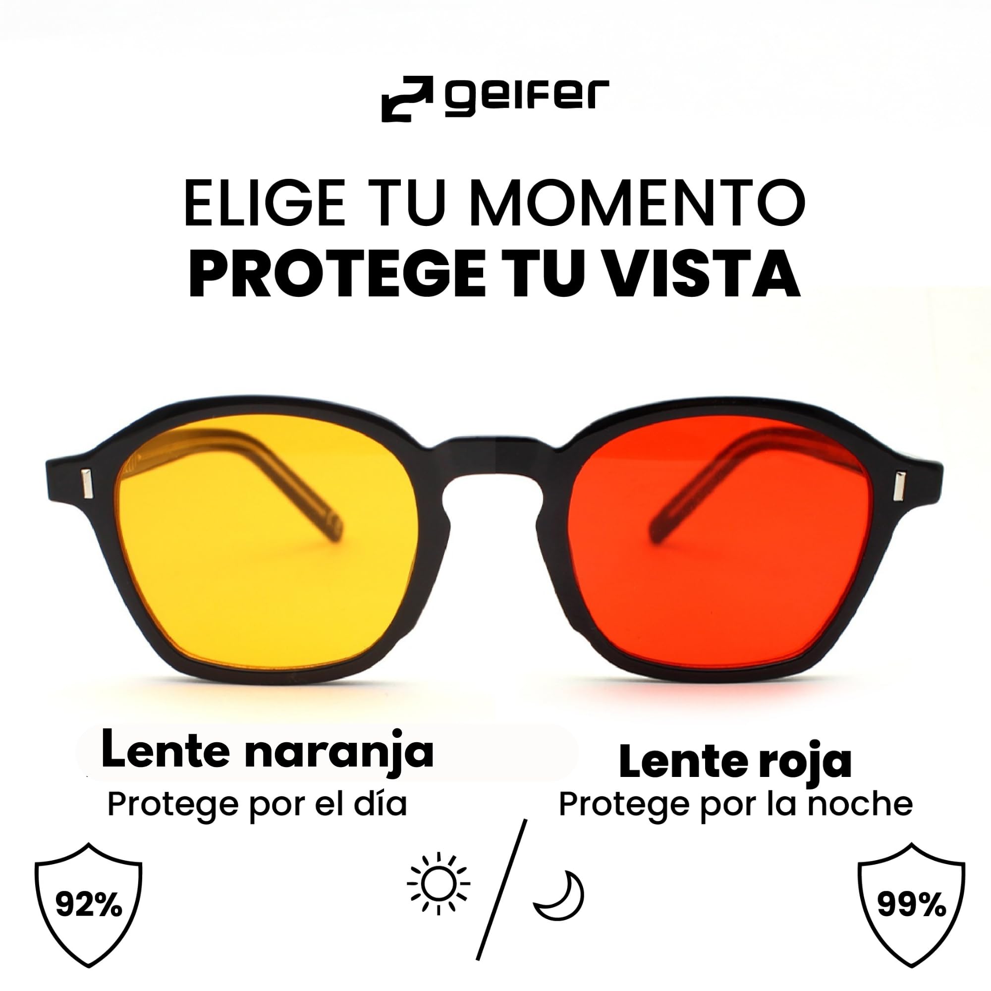 GEIFER Gafas Filtro Luz Azul para Hombre Mujer Biohaking - Gafas Bloqueadoras Luz Azul para Ordenador - Bloqueo Anti Luz Azul - Mejora Calidad del Sueño y Alcanza tu Mejor Versión TR90+AC — view 6