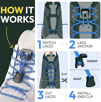 Xpand No Tie Elastic Shoe Laces for Adults & Kids - Easy Slip on Shoelaces