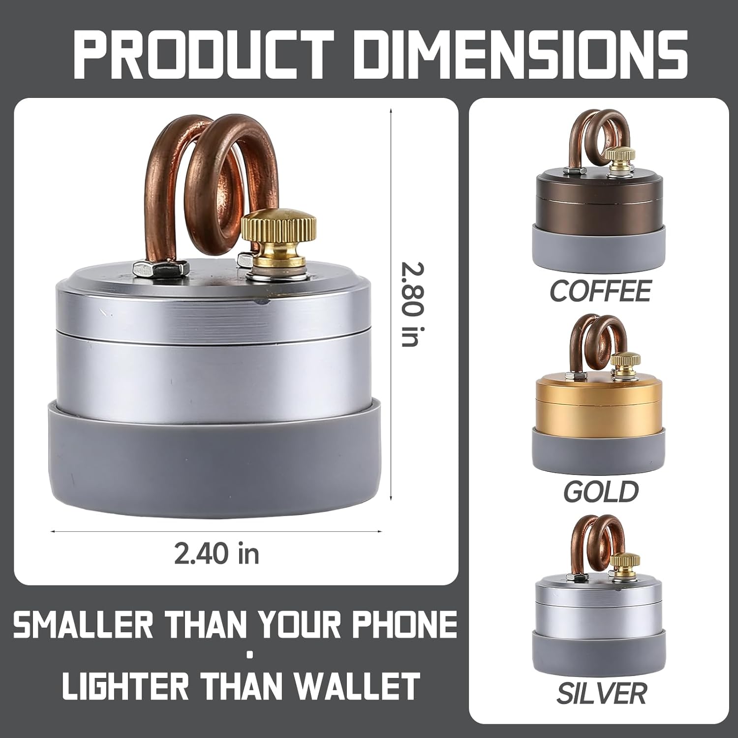 High-Power Portable Mini Outdoor Burner & Alcohol Stove, Lightweight Aluminum Camping Equipment with Windproof Pot Stand for Backpacking Stove, Hiking Essentials & Camping Gear (Coffee)