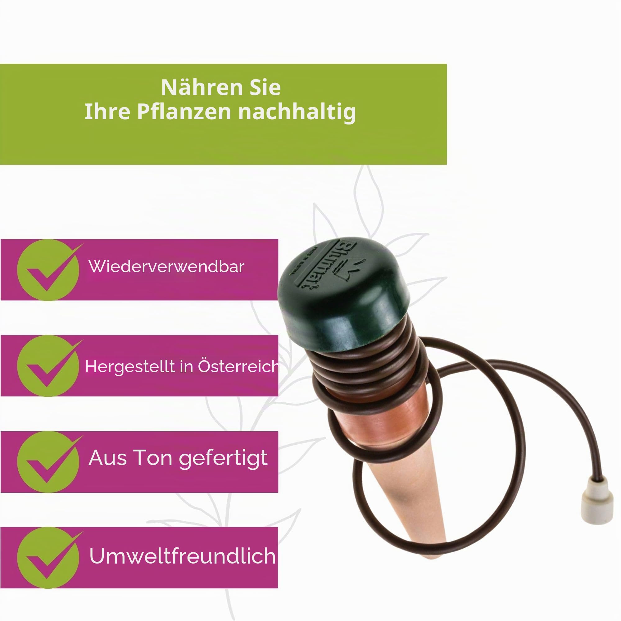 Blumat 12500 Bewässerung für Pflanzen, Pflanzenbewässerung Wasserspender, Terracotta/grün (15 Stück)