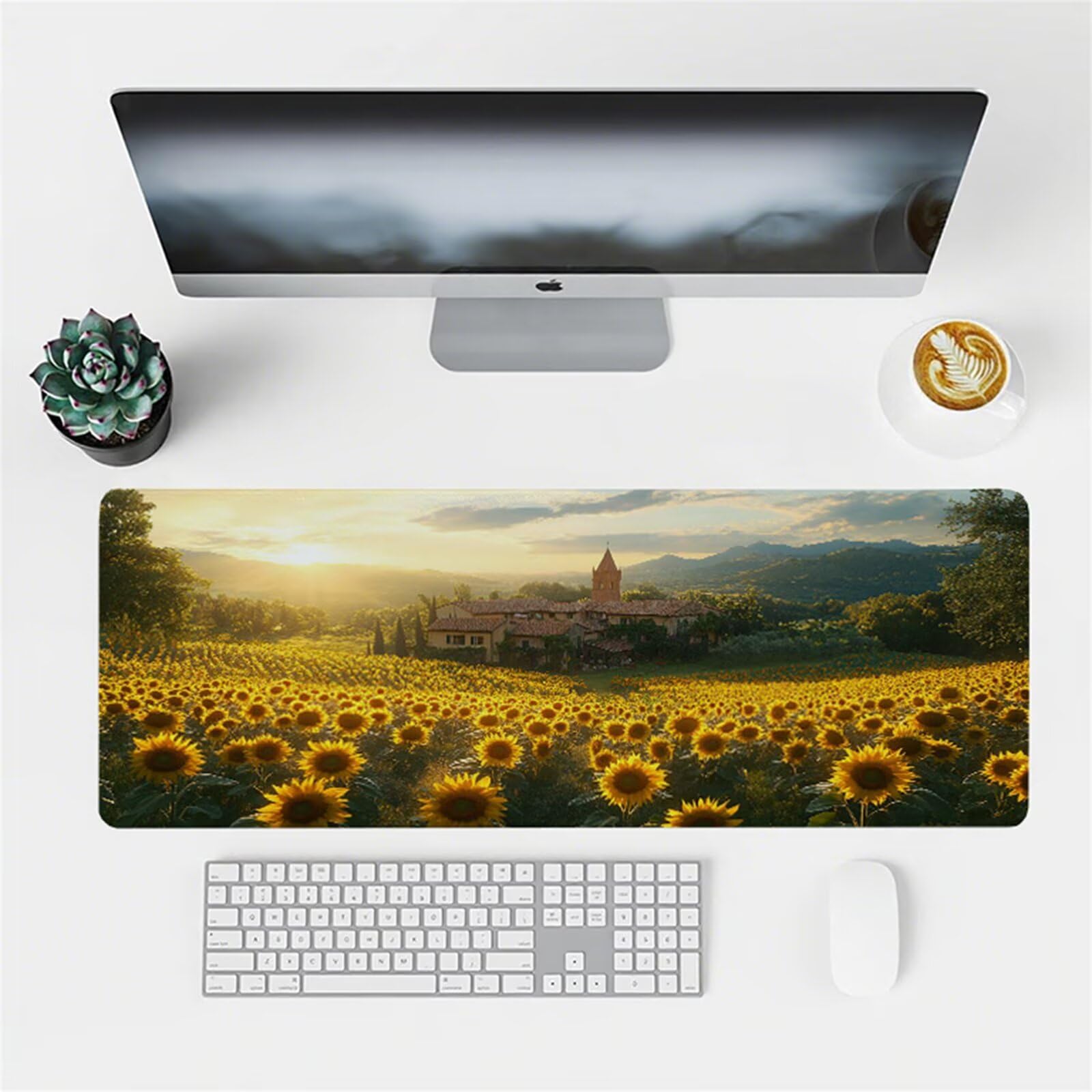 Żółta podkładka pod mysz do gier XXL 1500 x 800 x 3 MM podkładka pod mysz pod ręką wodoodporna podkładka pod mysz słonecznika z antypoślizgową gumową podstawą z krawędziami zszyta podkładka pod mysz