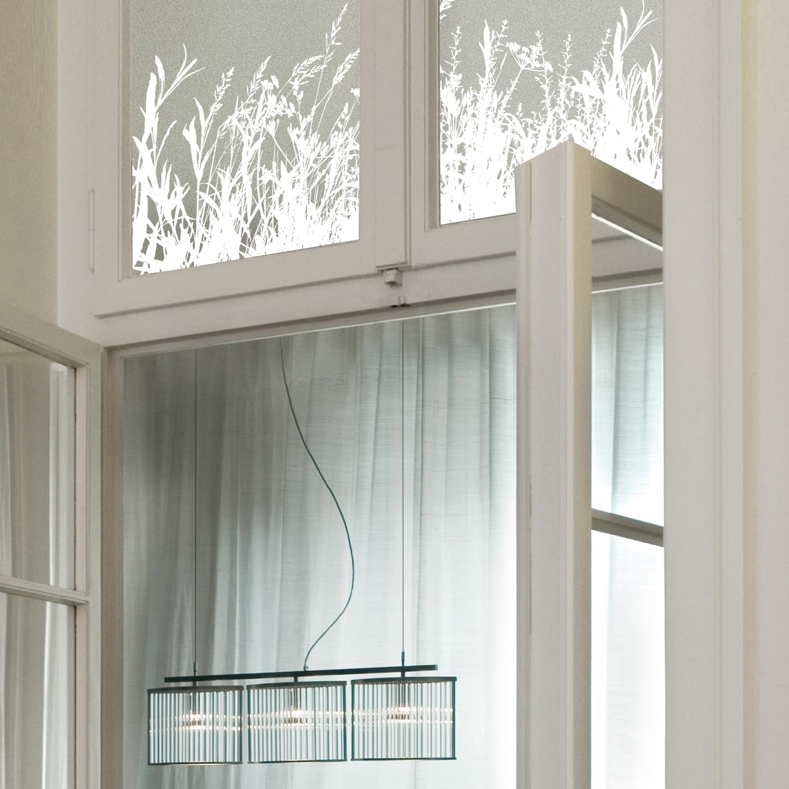 dktie Film pour fenêtre intimité en vinyle dépoli sans colle, film pour fenêtre effet vitrail, film autocollant statique pour plantes amovible pour cuisine, salle de bain, chambre d'enfant 90X200CM