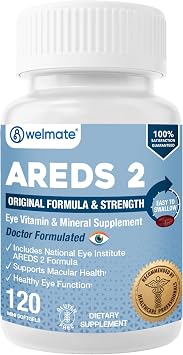 WELMATE AREDS 2 Eye Vitamin Daily Macular Health Support Softgels, 120 Ct | Lutein 10mg & Zeaxanthin 2mg vitamin supplement mix with Vit C, E, Zinc & Copper. Easy to swallow, gluten free 60 day supply.