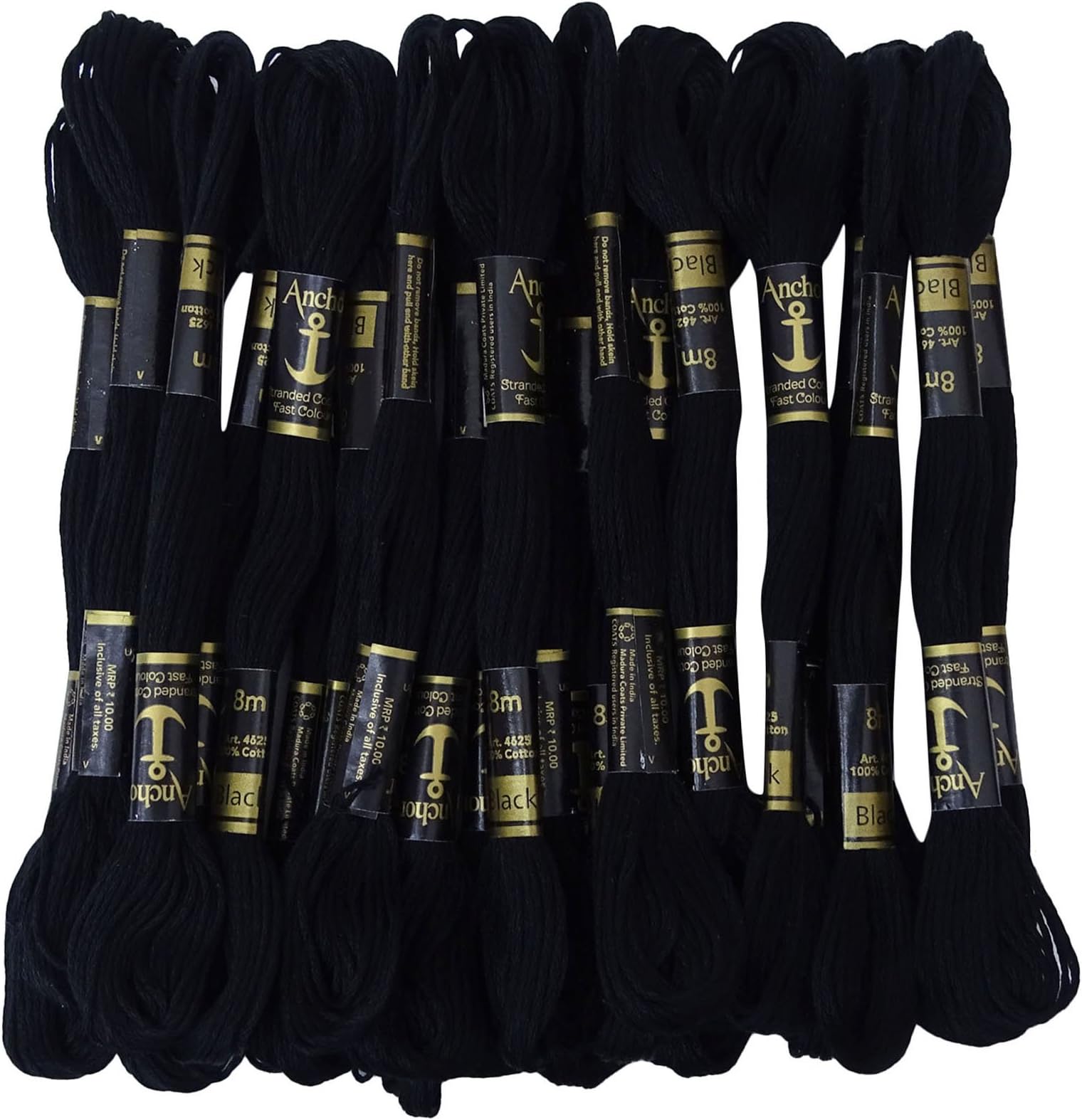 SULOLI Black Embroidery Threads,Black Cross Stitch Thread Black Series