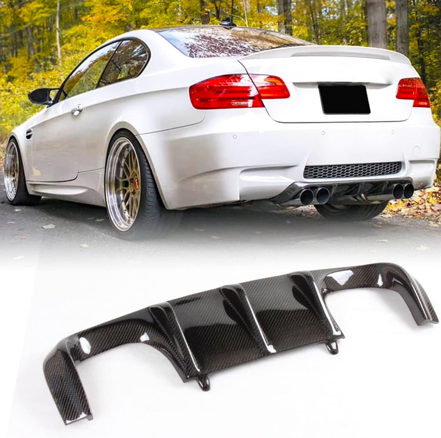 Carbon Fiber Rear Diffuser Fits for BMW 3 Series E92 E93 M3 2Door 2007-2013 Factory Outlet CF Lower Bumper Lip Spoiler Body Kit