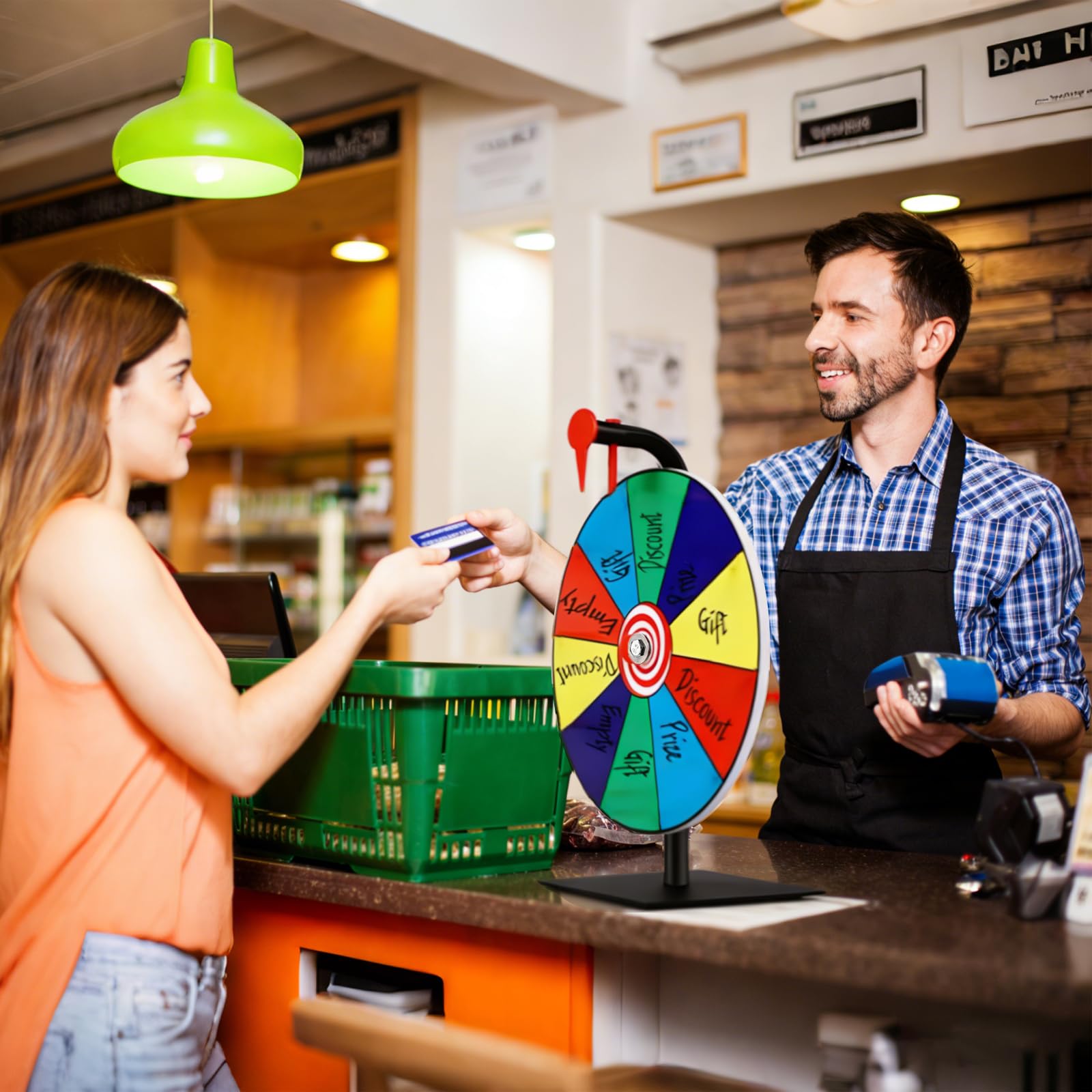 Koło szczęścia 8", 10 slotów, małe koło szczęścia do obracania | Koło szczęścia na stół ze zdejmowaną podstawką, Wheel of Fortune z markerem do promocji, rabatów i przyborów edukacyjnych