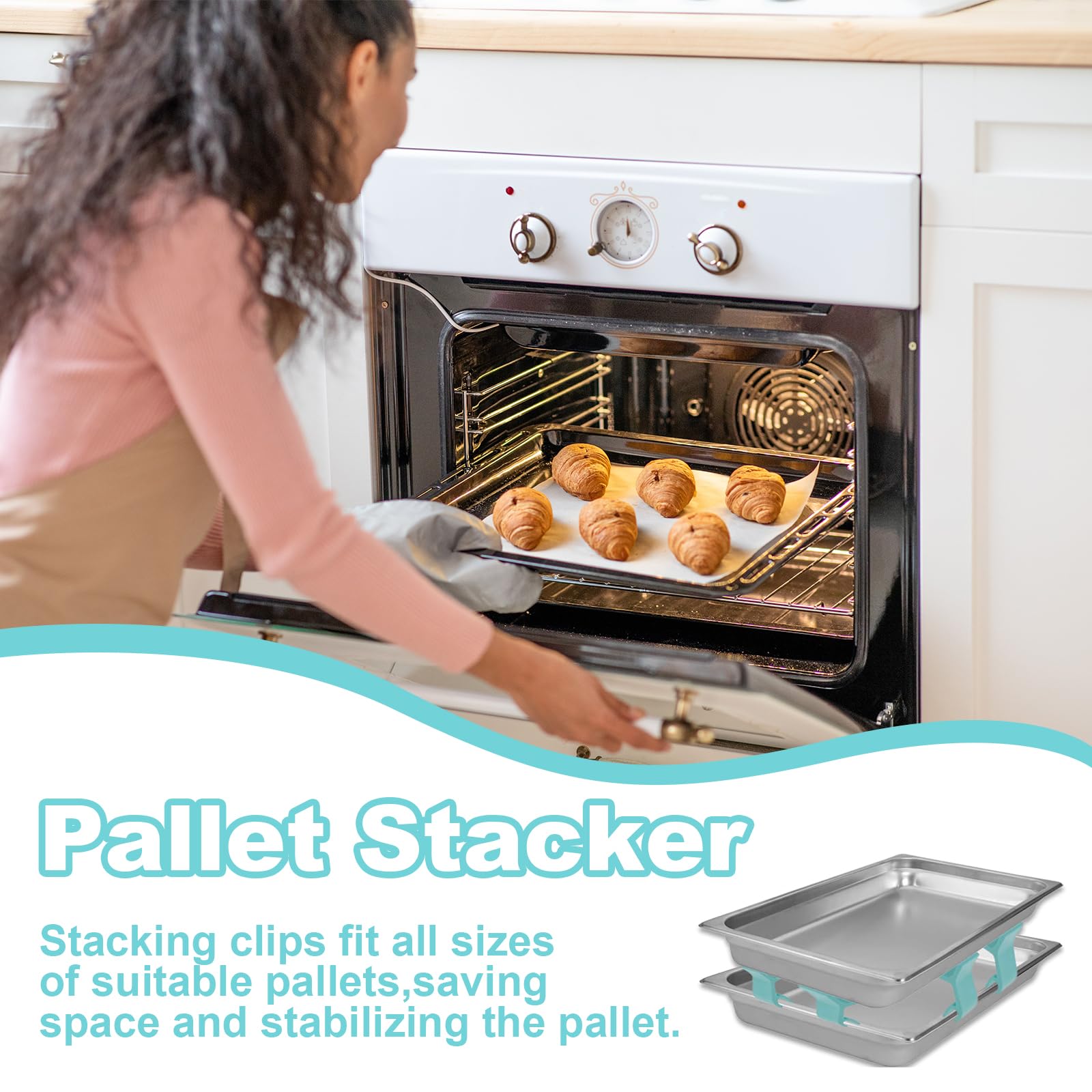 12 Stück Backblech Stapler, Pack von 12, Backblechhalter, Küchenwaren, Backblech-Stapler für Gefrierschrank Teller, Küche, Picknick, BBQ，Plätzchen Backblech