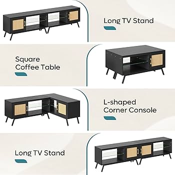 Amazon.com: Bestier 80 Inch Black Rattan TV Stand with