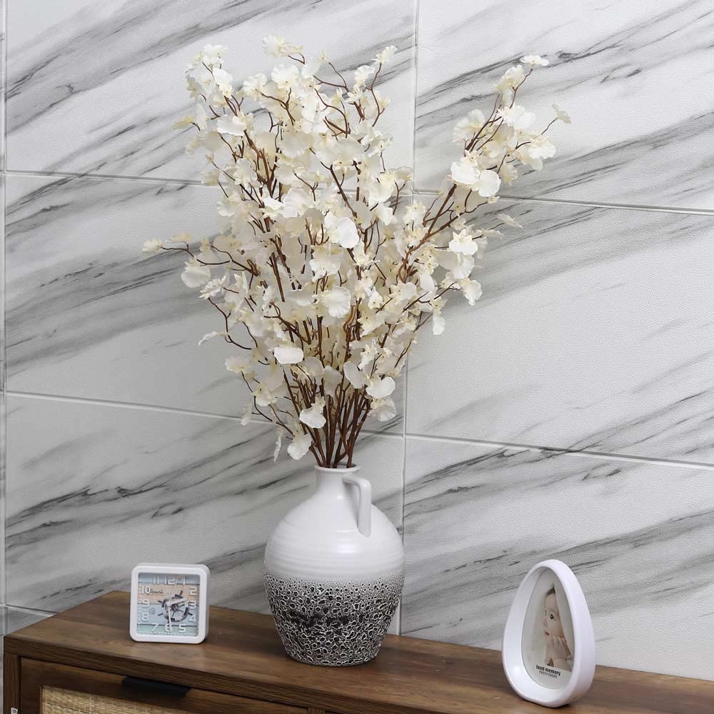 YataiPack of 2 Artificial Dancing Orchid Flowers, Elegant Lifelike Silk Orchid Plant, Long-Lasting Dancing Lady Orchid Faux Flower, Long Stem Fake Flowers Perfect for Home Decor & Wedding Decor White