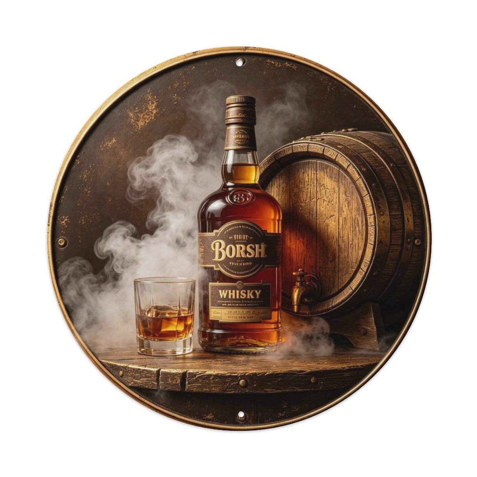 Vintage Bourbon Whiskey Metal Tin Sign Plaque