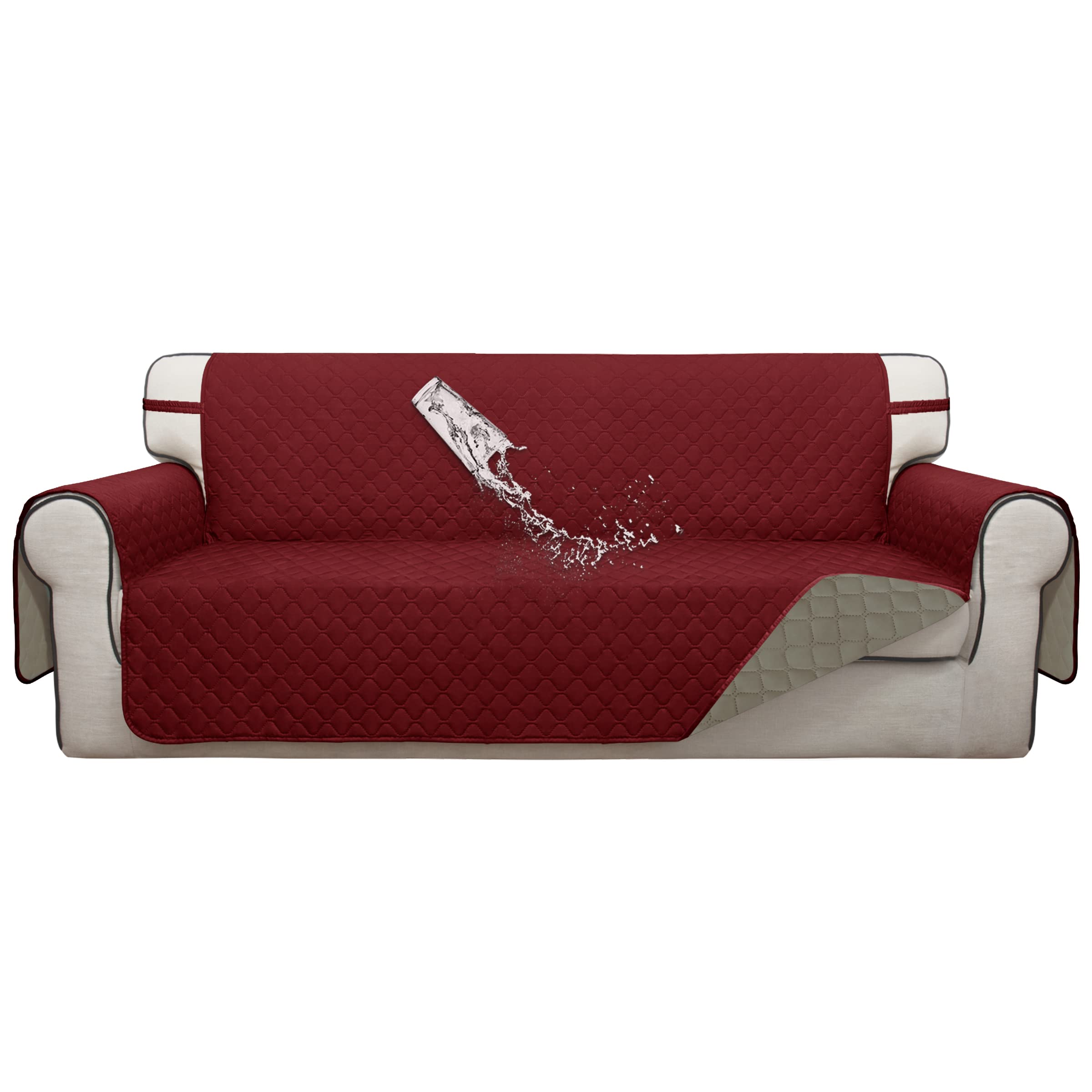 ISSUNTEX Double Protection 100% Waterproof Sofa Covers for Living Room, Couch Covers for 3 Cushion Couch Sofa, Reversible Furniture Protector Sofa