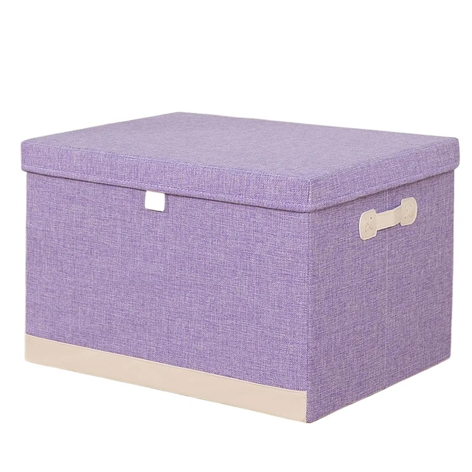 CGUOHU Linen Folding Storage Box With Lid Closet Drawer Clothes Sundries Quilts Organizer Laundry Basket For Wardrobe Storage(Purple style2,30L(40 30 25cm))