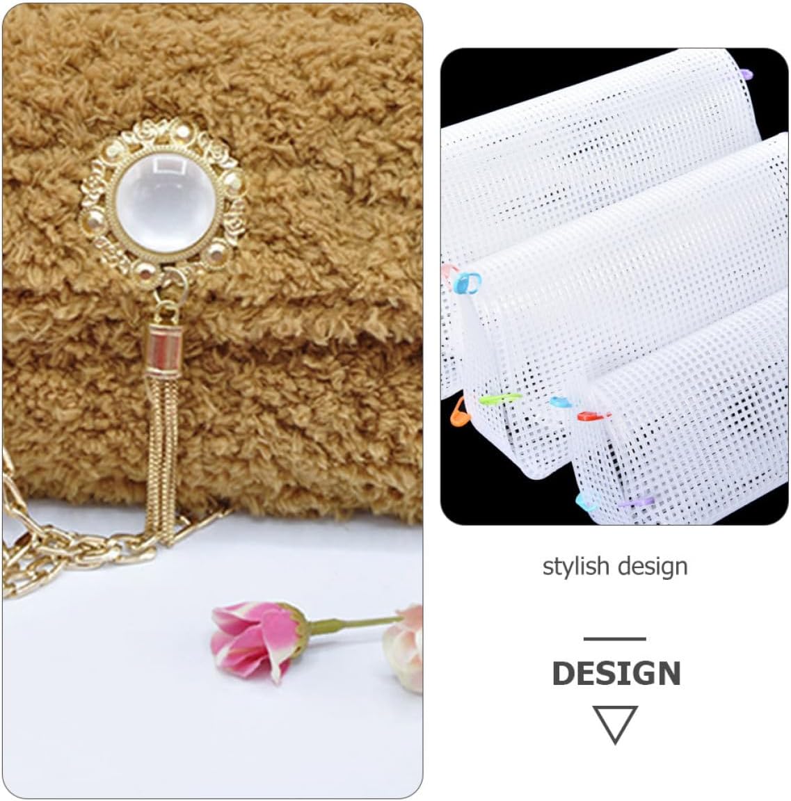 VILLFUL Plastic Mesh Sheet Bag Mesh Sheet for Delicate Laundry DIY Rug Canvas Cross Embroidery Projects