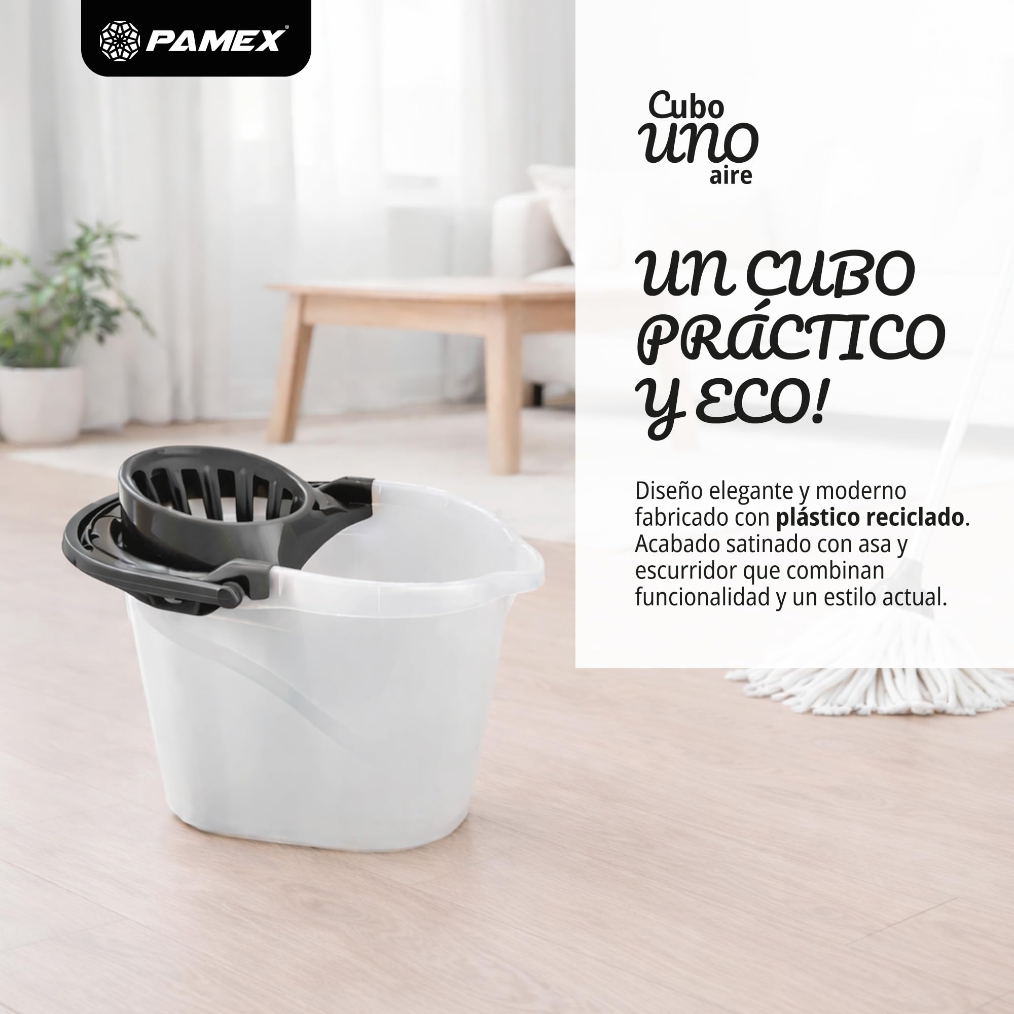 Pamex - Cubo 15L Aire con Escurridor - 12 Unidades (Negro)