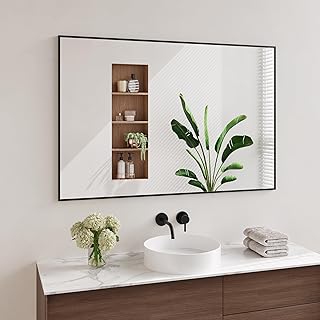 Koonmi Black Mirrors for Wall, 30x48 Inch Bathroom Mirror, Rectangular Wall Mirror for Living Room Bedroom Bathroom, Hangs...