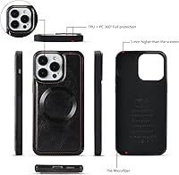 Vista 6 de Funda compatible con iPhone 15 Plus para mujeres y hombres, funda de piel con cierre de pulseras, tarjetero con bloqueo RFID, funda magnética Negro