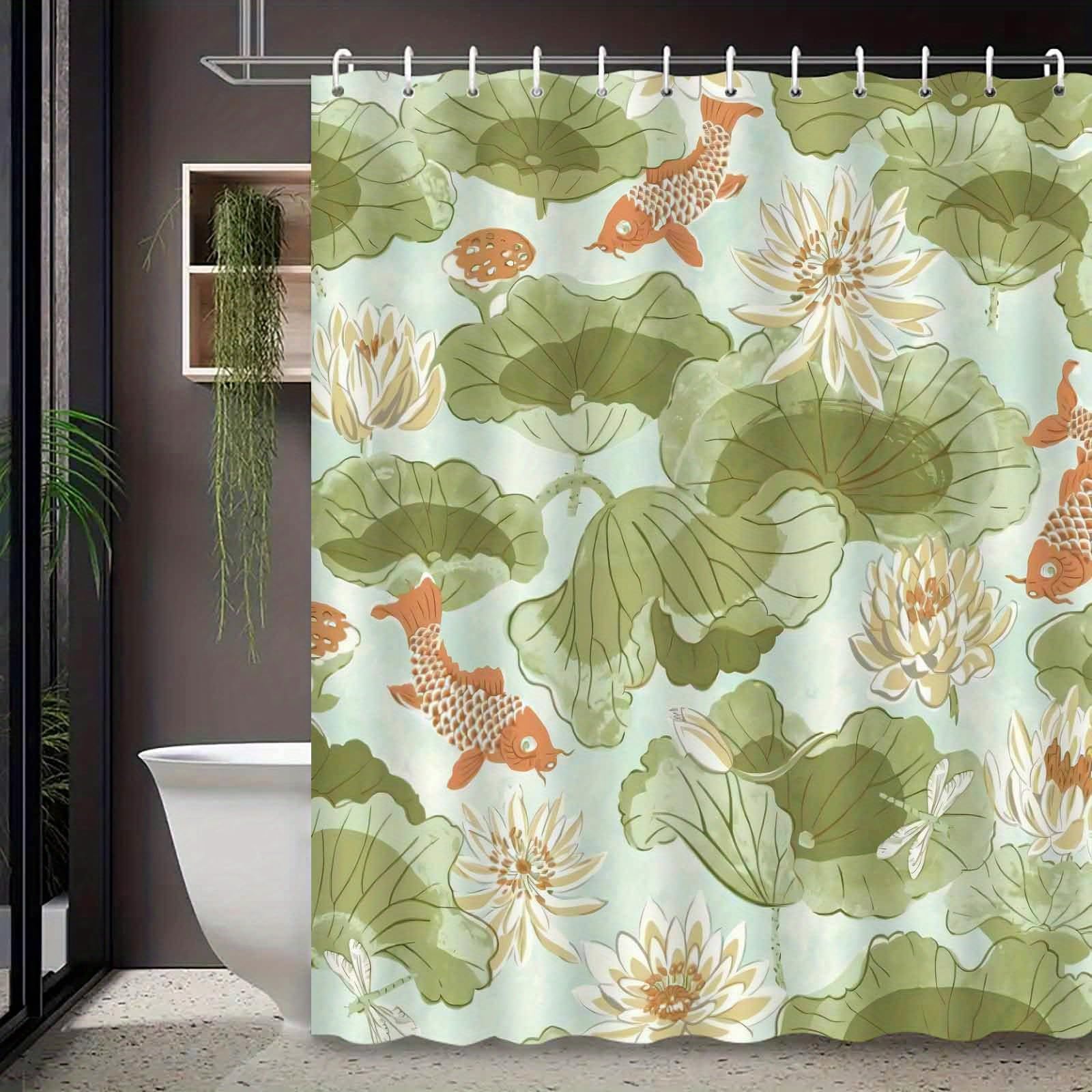Rideau de douche carpes koï anti-éclaboussures style classique 138 x 214 cm
