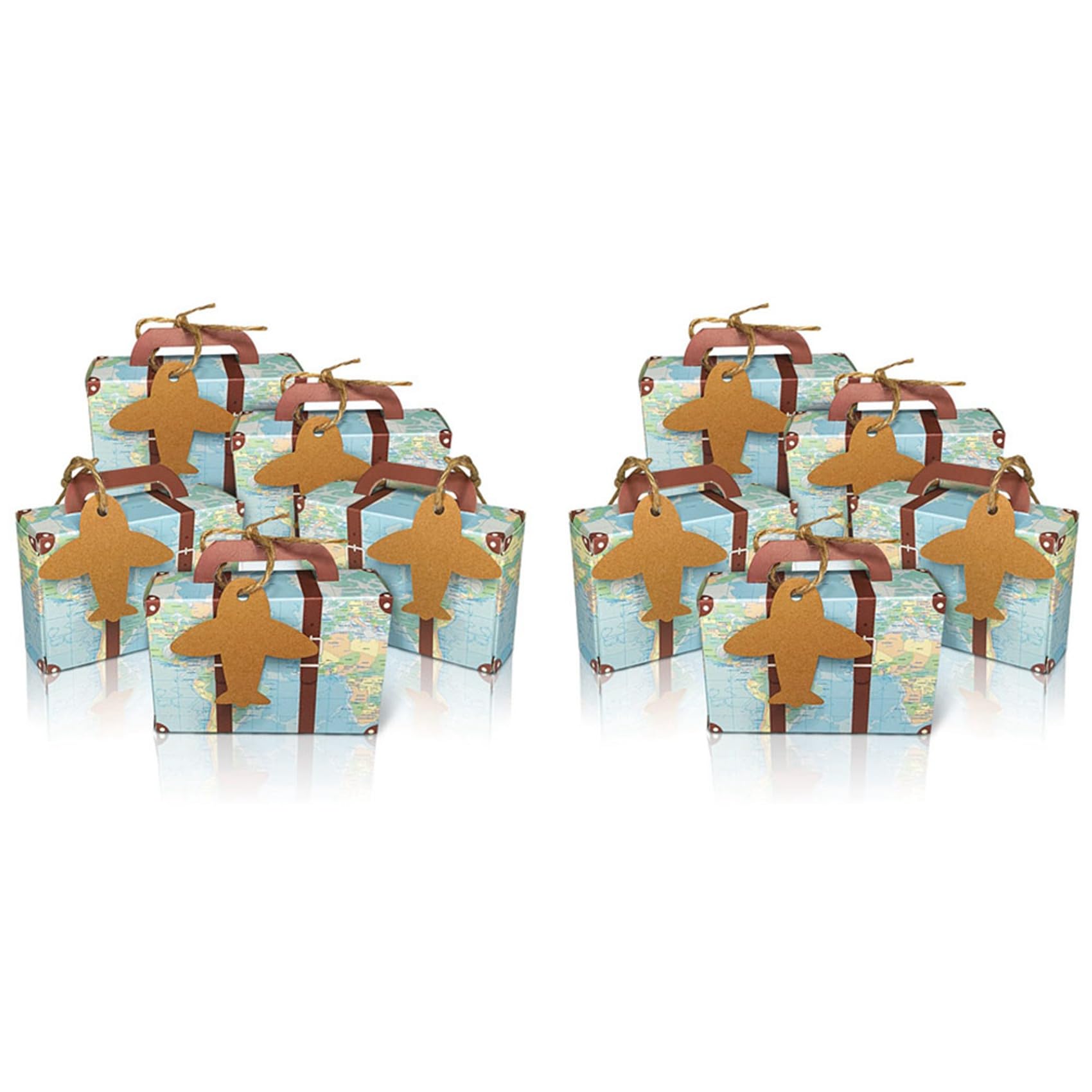 Boîtes bonbonnières valise en carton kraft robuste avec ficelle pour dragées et bonbons
