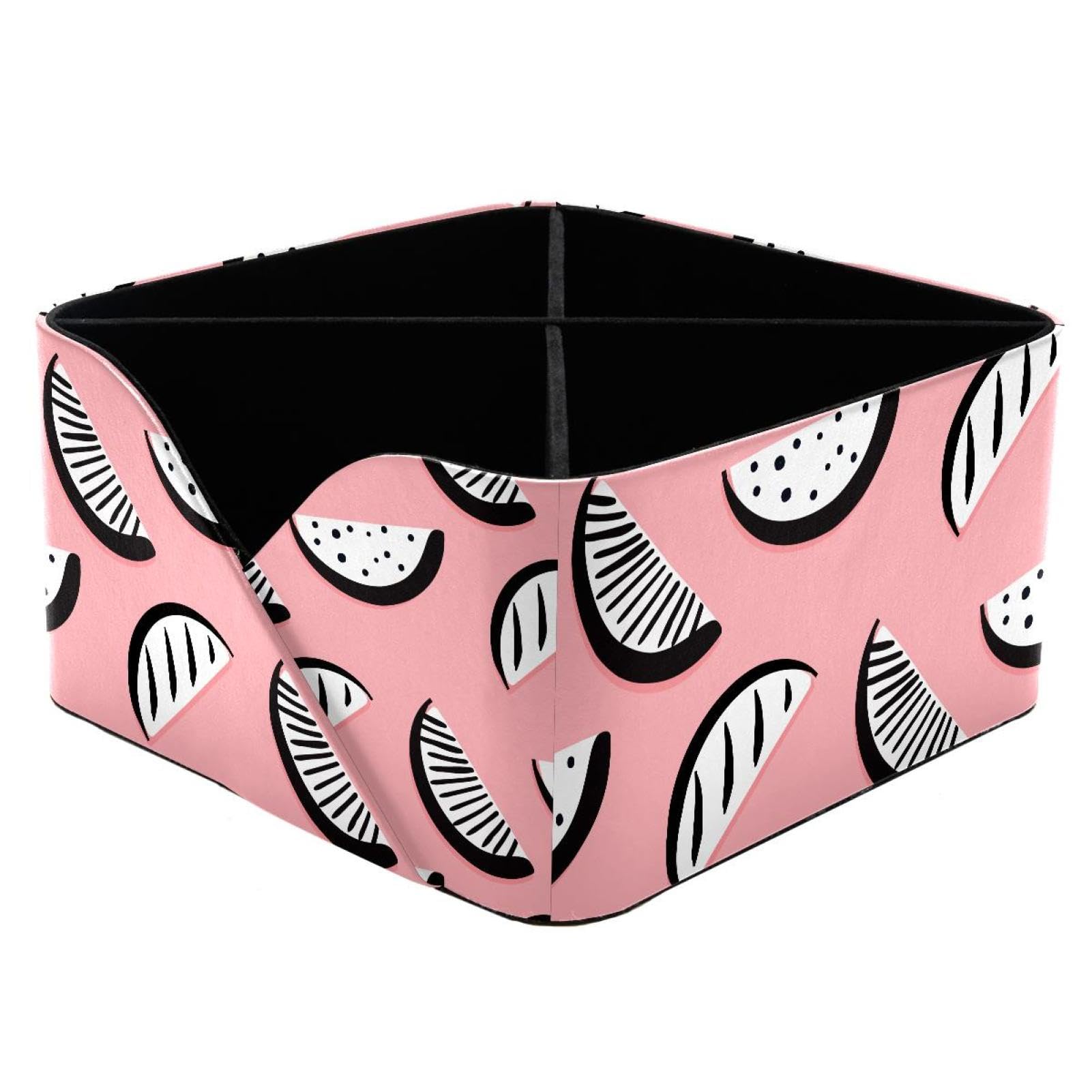 KengjuTesu Summer Funny Watermelon Slices Pattern Desktop Organizer Pen Holder, Rectangular Pencil Cup for Office, Study and Makeup Stations