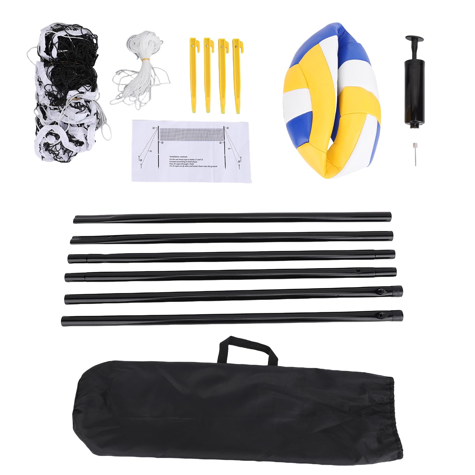 Combo de Red de Voleibol de Playa Portátil con Soporte y Pelota para Actividades Al Aire, Ideal para Playa y Parque, Material de PE de Primera Calidad
