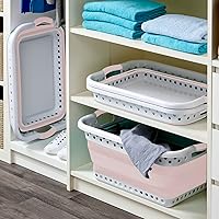 Vista 6 de Pop & Load Collapse and Store - Cesta plegable de plástico para la ropa, grande, 1 cesta de lavandería desplegable con 2 asas de agarre cómodo, 10.5