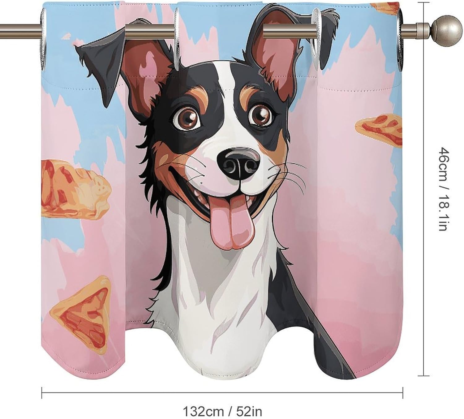 Rat Terrier Dog 2 Pack Valance Curtains Window Treatments. Adjustable Curtain with Rod Pocket.Cafe Curtains is Half Curtains for Privacy Decorative 52x18.1 Inch.