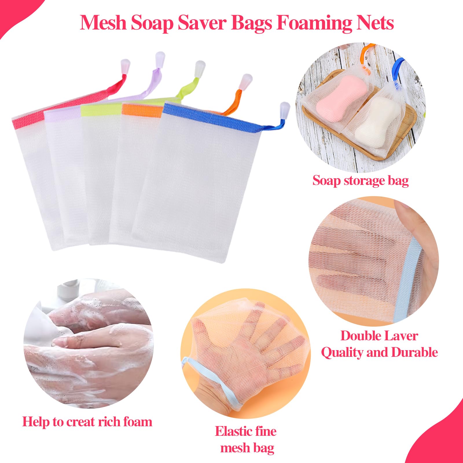 12 Sacchetti Sapone Doccia JUHUA - Con Coulisse Per Fare Schiuma E