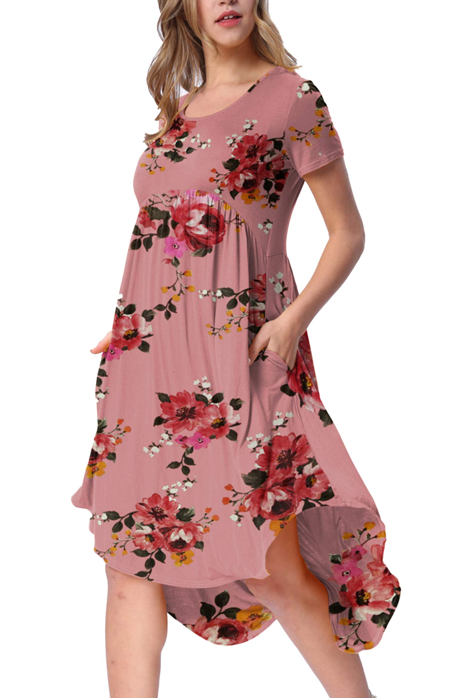 Women's Maternity Empire Waist Loose Swing Pregnancy Casual Midi Dress