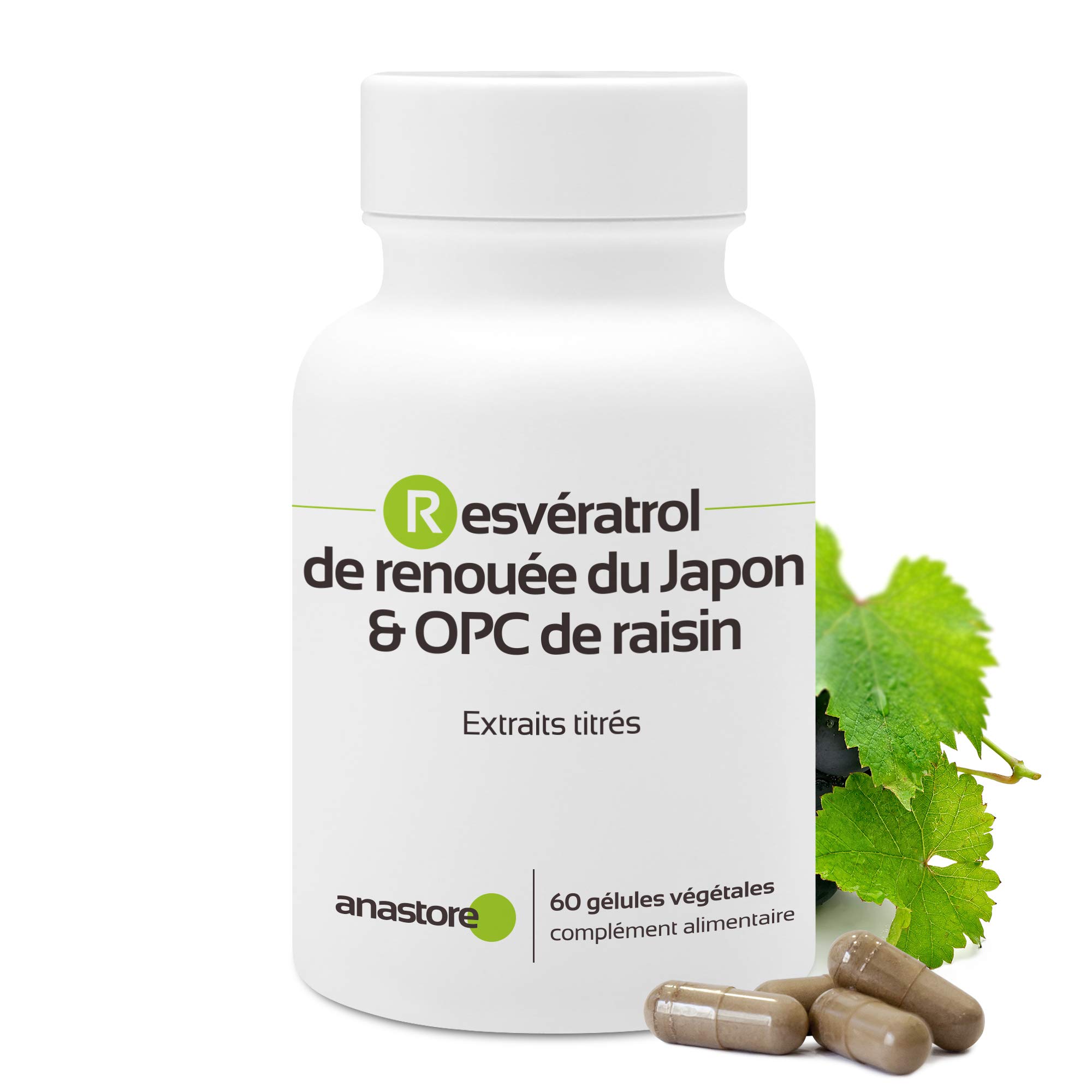 RESVÉRATROL & OPC DE RAISIN * 60 mg / 60 gélules * Titré à 95% en proanthocyanidines et à 50% en resvératrol * Antioxydants, Cardiovasculaire, Prostate
