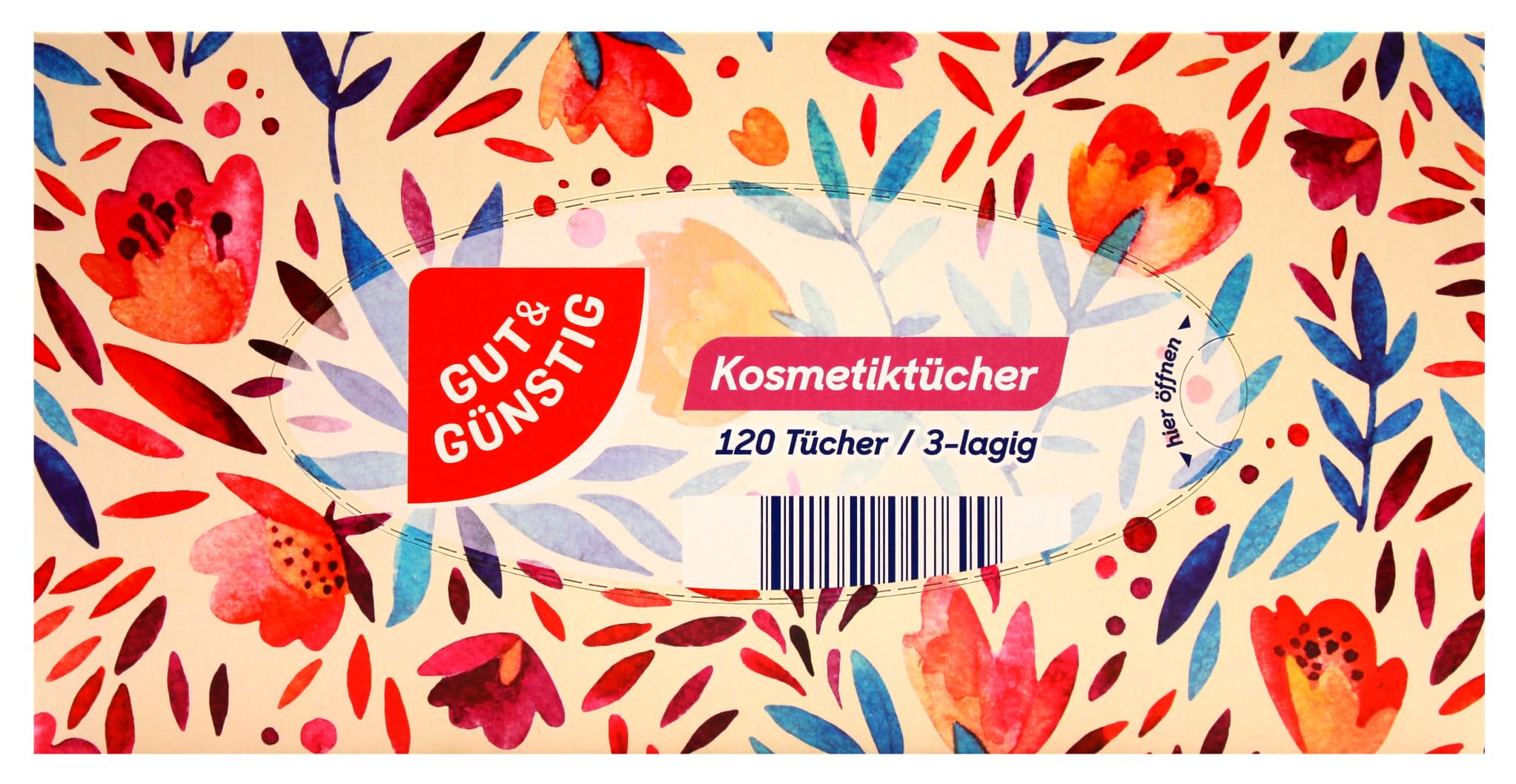 Edeka 3-lagige Kosmetiktücher, 2160 Tücher (18 x 120 Tücher), Unparfümiert, Schachtel