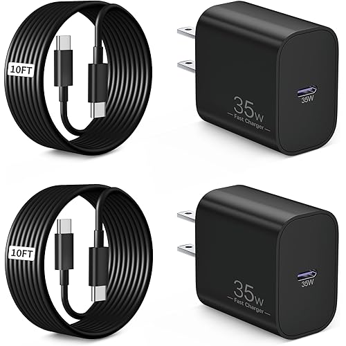 for iPhone 16/15 Pro Charger Fast Charging, 2-Pack 35W USB C Super Fast Wall Charger Block with 2Pack 10FT Long Type C Cable for iPhone 16/15 Pro Max/Plus/16e, iPad Pro/Air/Mini, MacBook Air