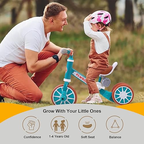 Miniatura 4 de Flwrgirl Bicicleta de equilibrio de triciclo para niños pequeños, bicicleta de equilibrio 2 en 1, 2, 3, 4 años, triciclo para niños pequeños de 1 a