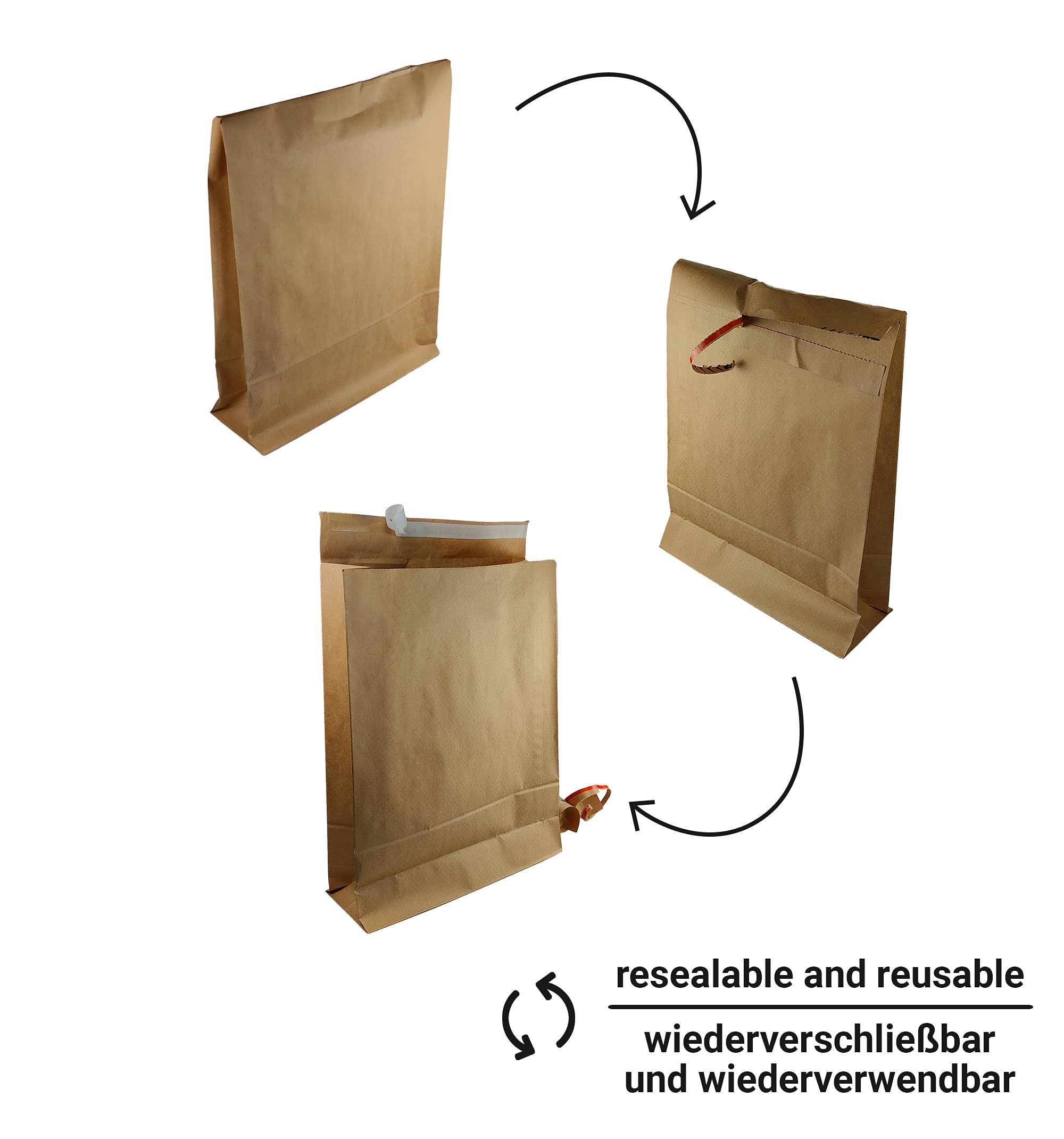 Netuno 200 Falttaschen aus Kraftpapier DIN M+ 35 x 45 x 12 cm 126g Kapazität-Versandtaschen haftklebend Falten-Umschläge Briefumschläge mit Bodenfalte Brief-Kuverts große Umschlagtaschen