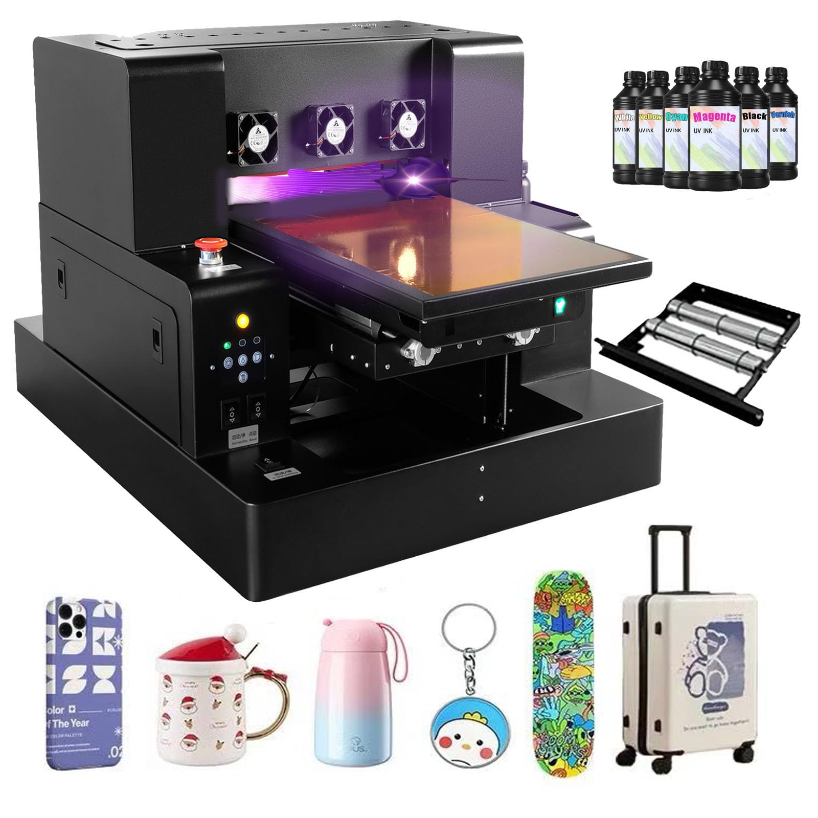 A4 UV Flatbed Printer,DTF Printer Machine,Higher Resolution 5760 * 1440dpi,UV DTF Printe Machine with Ink for Phone Case Glass Cups Stickers (A4 UV L1805)