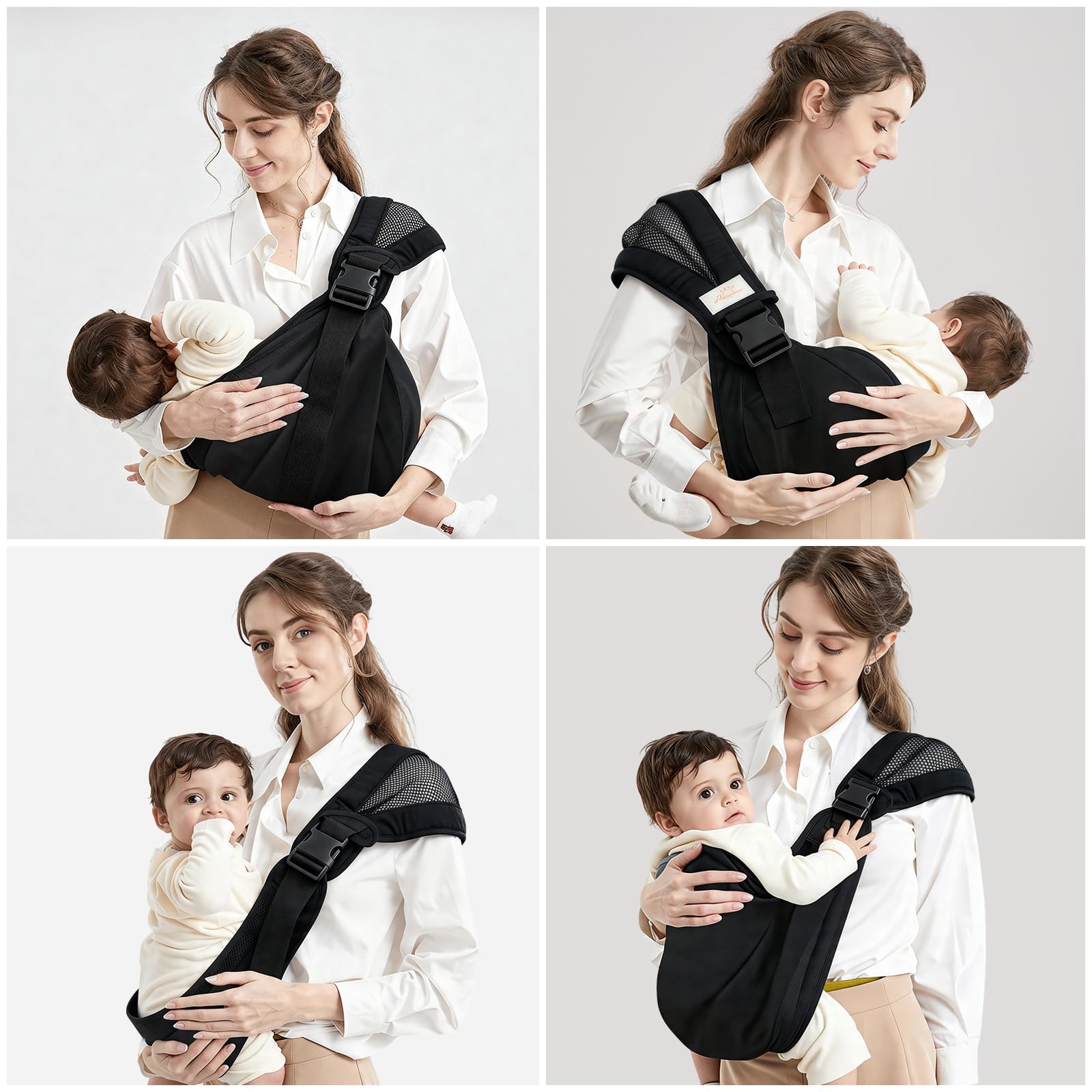 Mumgaroo Baby Sling, Adjustable Toddler Carrier Sling, Breathable Baby Sling Carrier with Thick Shoulder Straps for Newborn, Infant, Toddler, 0-36 Months (Black) — view 8