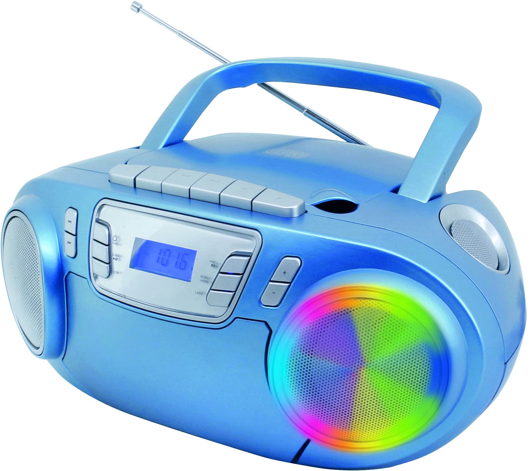 Soundmaster SCD5800BL UKW Radio CD MP3 Kassettenrekorder LED USB Mikrofon Karaoke Karaokefunktion Lichteffekte