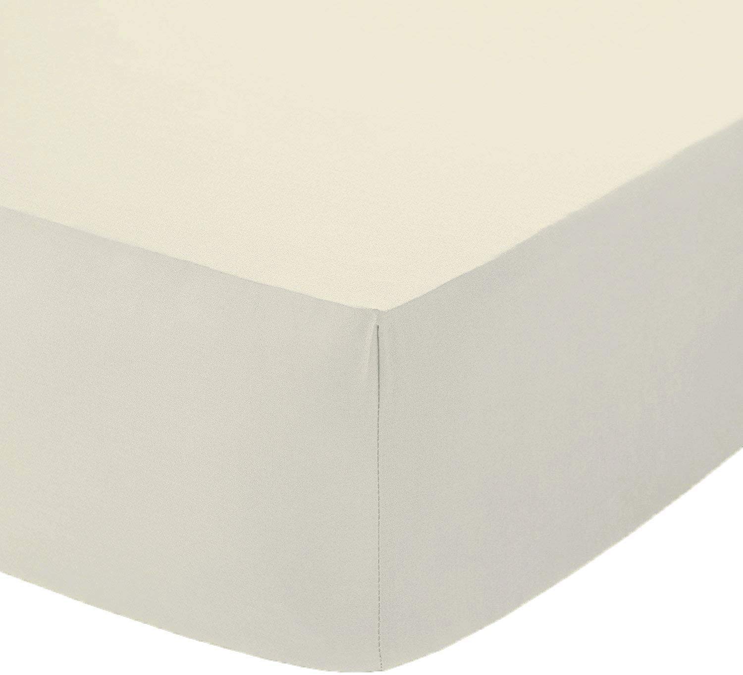Glamptex Non Iron Pollycotton Percal Quality Plain Fitted Sheet Or Pillow Cases (Cream, Super King)